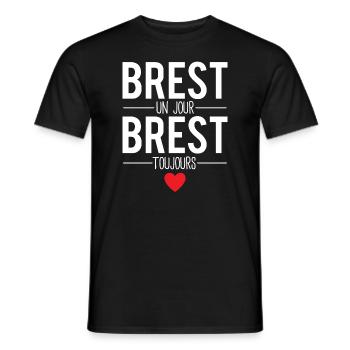 Brest un jour brest toujours cadeau brestois - T-shirt homme - noir - Devant - AI Model Male 178 light (178cm)