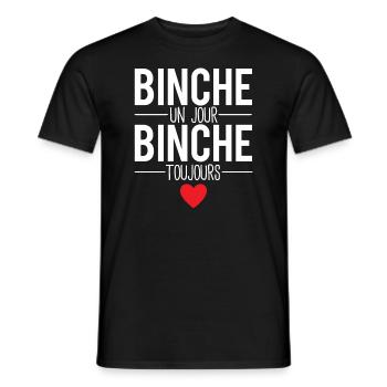 Binche un jour binche toujours cadeau binchois - T-shirt homme - noir - Devant - AI Model Male 178 light (178cm)