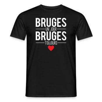Bruges un jour bruges toujours cadeau brugeois - T-shirt homme - noir - Devant - AI Model Male 178 light (178cm)