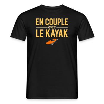 En couple avec le kayak blague kayakiste humour - T-shirt homme - noir - Devant - AI Model Male 178 light (178cm)