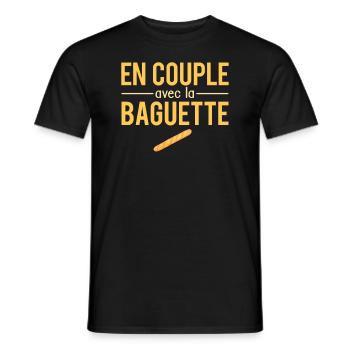 En couple avec la baguette humour - T-shirt homme - noir - Devant - AI Model Male 178 light (178cm)