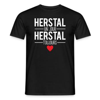 Herstal un jour herstal toujours ville belgique - T-shirt homme - noir - Devant - AI Model Male 178 light (178cm)