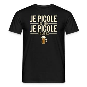 Je picole un jour je picole toujours apéro alcool - T-shirt homme - noir - Devant - AI Model Male 178 light (178cm)