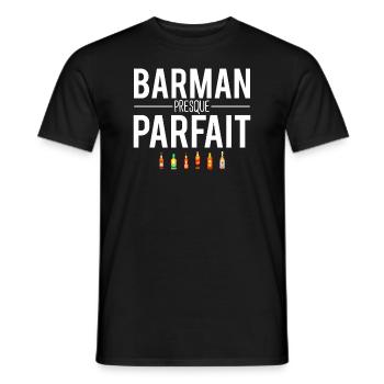 Barman presque parfait métier profession humour - T-shirt homme - noir - Devant - AI Model Male 178 light (178cm)