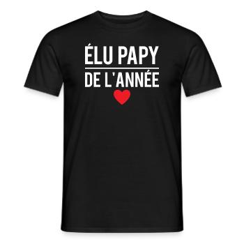 Élu papy de l'année meilleur grand-père - T-shirt homme - noir - Devant - AI Model Male 178 light (178cm)