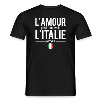 L'amour peut décevoir l'italie jamais italien - T-shirt homme - noir - Devant - AI Model Male 178 light (178cm)