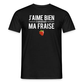 J'aime bien ramener ma fraise expression humour - T-shirt homme - noir - Devant - AI Model Male 178 light (178cm)
