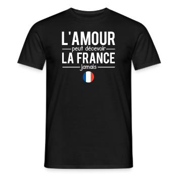 L'amour peut décevoir la france jamais français - T-shirt homme - noir - Devant - AI Model Male 178 light (178cm)