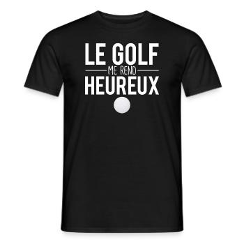 Le golf me rend heureux joueur golf humour - T-shirt homme - noir - Devant - AI Model Male 178 light (178cm)