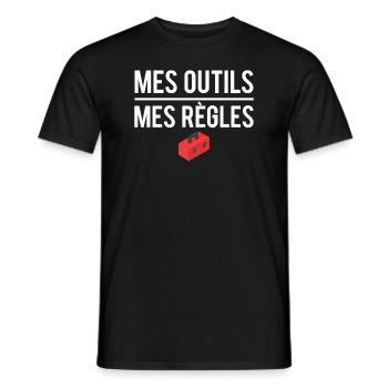 Mes outils mes règles cadeau bricoleur humour - T-shirt homme - noir - Devant - AI Model Male 178 light (178cm)