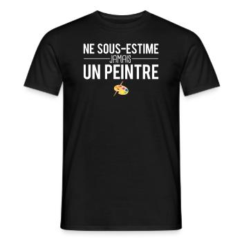 Ne sous estime jamais un peintre humour - T-shirt homme - noir - Devant - AI Model Male 178 light (178cm)