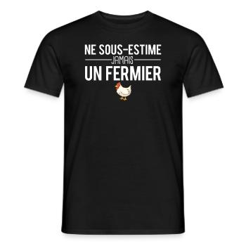 Ne sous estime jamais un fermier poules humour - T-shirt homme - noir - Devant - AI Model Male 178 light (178cm)