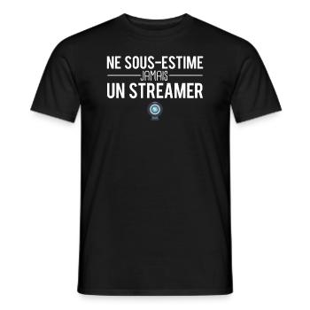 Ne sous estime jamais un streamer streaming humour - T-shirt homme - noir - Devant - AI Model Male 178 light (178cm)