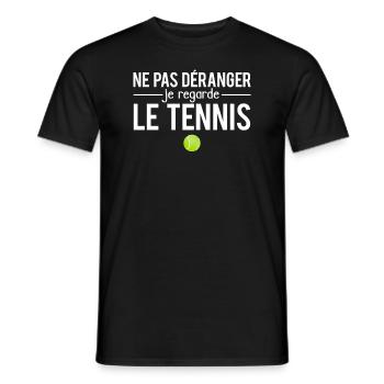 Ne pas déranger je regarde le tennis sport humour - T-shirt homme - noir - Devant - AI Model Male 178 light (178cm)