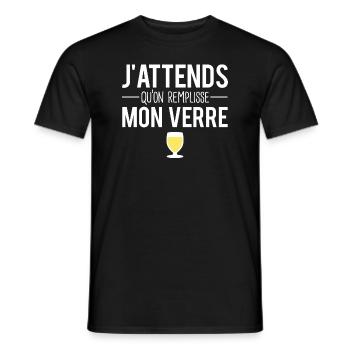 J'attends qu'on remplisse mon verre pastis humour - T-shirt homme - noir - Devant - AI Model Male 178 light (178cm)