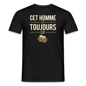 Cet homme a toujours soif bourré apéro humour - T-shirt homme - noir - Devant - AI Model Male 178 light (178cm)