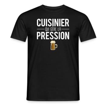 Cuisinier qui gère la pression métier profession - T-shirt homme - noir - Devant - AI Model Male 178 light (178cm)