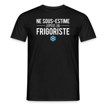 Ne sous estime jamais un frigoriste humour - T-shirt homme - noir - Devant - AI Model Male 178 light (178cm)