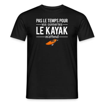Pas le temps kayak kayakiste humour - T-shirt homme - noir - Devant - AI Model Male 178 light (178cm)