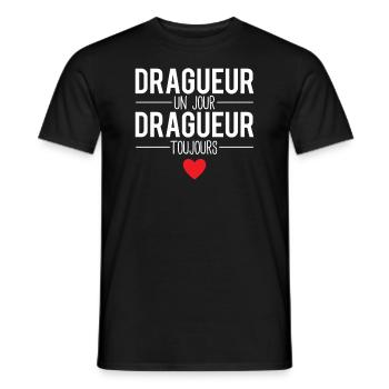Dragueur un jour dragueur toujours draguer drague - T-shirt homme - noir - Devant - AI Model Male 178 light (178cm)