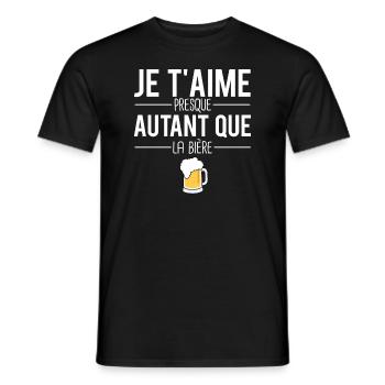 Je t'aime presque autant que la bière pression - T-shirt homme - noir - Devant - AI Model Male 178 light (178cm)