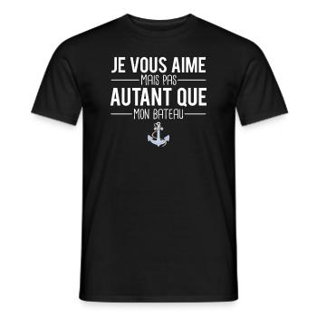 Je vous aime presque autant que mon bateau - T-shirt homme - noir - Devant - AI Model Male 178 light (178cm)