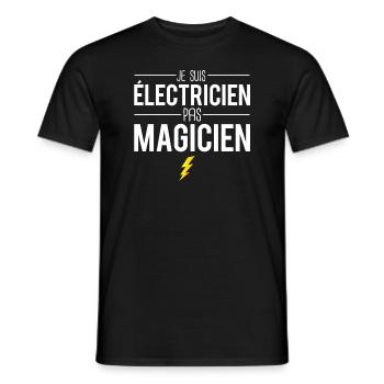 Je suis électricien pas magicien électricité - T-shirt homme - noir - Devant - AI Model Male 178 light (178cm)