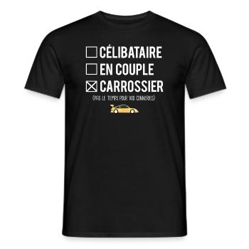 Célibataire en couple carrossier garagiste humour - T-shirt homme - noir - Devant - AI Model Male 178 light (178cm)