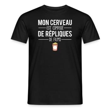 Mon cerveau est compose de répliques de films - T-shirt homme - noir - Devant - AI Model Male 178 light (178cm)