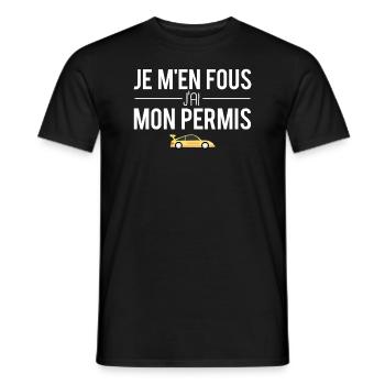 Je m'en fous j'ai mon permis jeune conducteur - T-shirt homme - noir - Devant - AI Model Male 178 light (178cm)