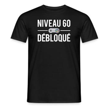 Niveau 60 débloqué anniversaire 60 ans gamer - T-shirt homme - noir - Devant - AI Model Male 178 light (178cm)