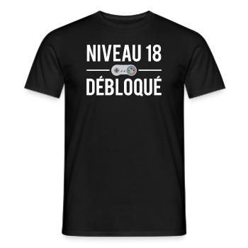 Niveau 18 débloqué anniversaire 18 ans majeur - T-shirt homme - noir - Devant - AI Model Male 178 light (178cm)