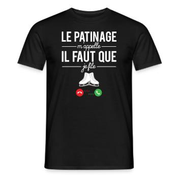 Le patinage m'appelle il faut que je file patiner - T-shirt homme - noir - Devant - AI Model Male 178 light (178cm)