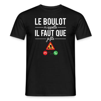 Le boulot m'appelle il faut que je file humour - T-shirt homme - noir - Devant - AI Model Male 178 light (178cm)