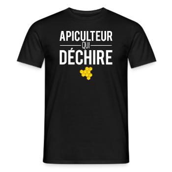 Apiculteur qui déchire abeilles ruches miel - T-shirt homme - noir - Devant - AI Model Male 178 light (178cm)