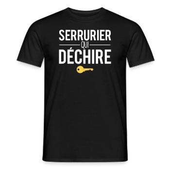 Serrurier qui déchire blague métier humour - T-shirt homme - noir - Devant - AI Model Male 178 light (178cm)