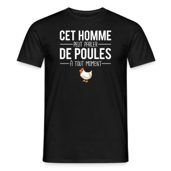 Parler de poules poulailler jardin humour - T-shirt homme - noir - Devant - AI Model Male 178 light (178cm)