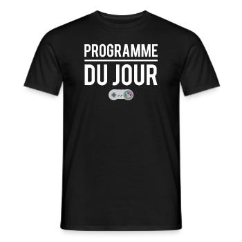Programme du jour gamer geek humour - T-shirt homme - noir - Devant - AI Model Male 178 light (178cm)