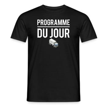 Programme du jour routier chauffeur camion humour - T-shirt homme - noir - Devant - AI Model Male 178 light (178cm)