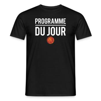 Programme du jour amateur basket sport humour - T-shirt homme - noir - Devant - AI Model Male 178 light (178cm)