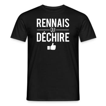 Rennais qui déchire habitant rennes ville france - T-shirt homme - noir - Devant - AI Model Male 178 light (178cm)