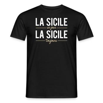La sicile un jour la sicile toujours sicilien - T-shirt homme - noir - Devant - AI Model Male 178 light (178cm)