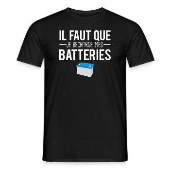 Il faut que je recharge mes batteries fatigué - T-shirt homme - noir - Devant - AI Model Male 178 light (178cm)