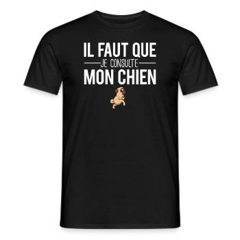 Il faut que je consulte mon chien propriétaire - T-shirt homme - noir - Devant - AI Model Male 178 light (178cm)
