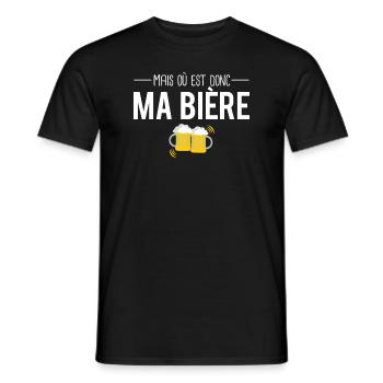 Mais où est donc ma bière pression mousse apéro - T-shirt homme - noir - Devant - AI Model Male 178 light (178cm)
