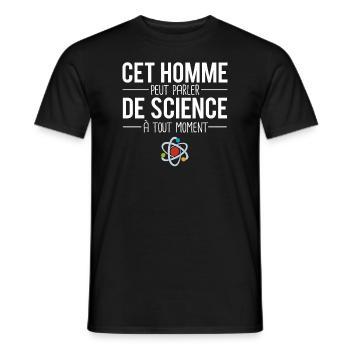 Cet homme peut parler de science à tout moment - T-shirt homme - noir - Devant - AI Model Male 178 light (178cm)