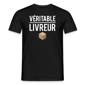Véritable livreur meilleur livreur métier humour - T-shirt homme - noir - Devant - AI Model Male 178 light (178cm)