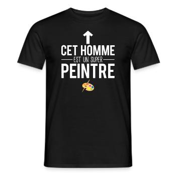 Cet homme est un super peintre amateur peinture - T-shirt homme - noir - Devant - AI Model Male 178 light (178cm)