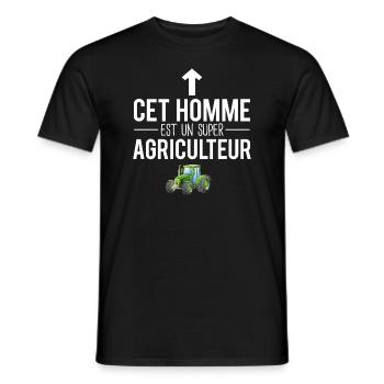 Cet homme est un super agriculteur tracteur humour - T-shirt homme - noir - Devant - AI Model Male 178 light (178cm)