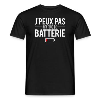 J'peux pas j'ai plus de batterie smartphone humour - T-shirt homme - noir - Devant - AI Model Male 178 light (178cm)
